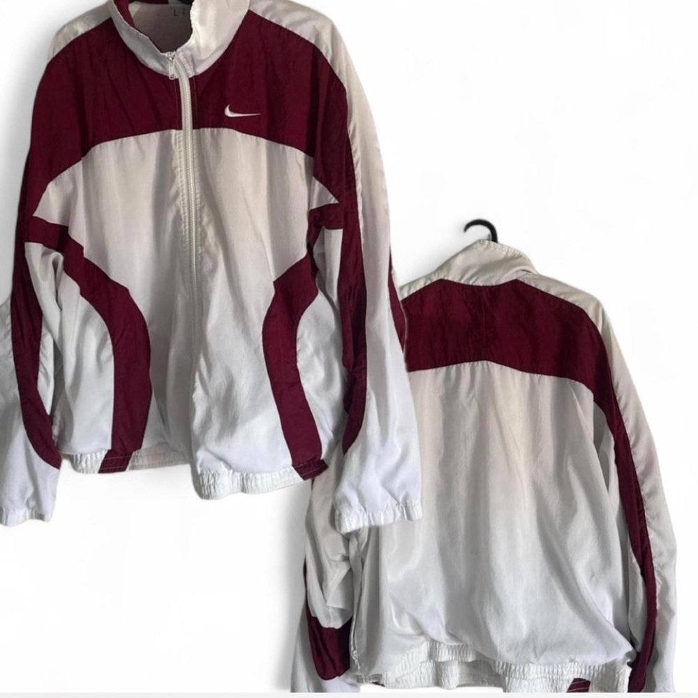 Vintage Nike Red and White windbreaker Jacket Lightweight double lined design